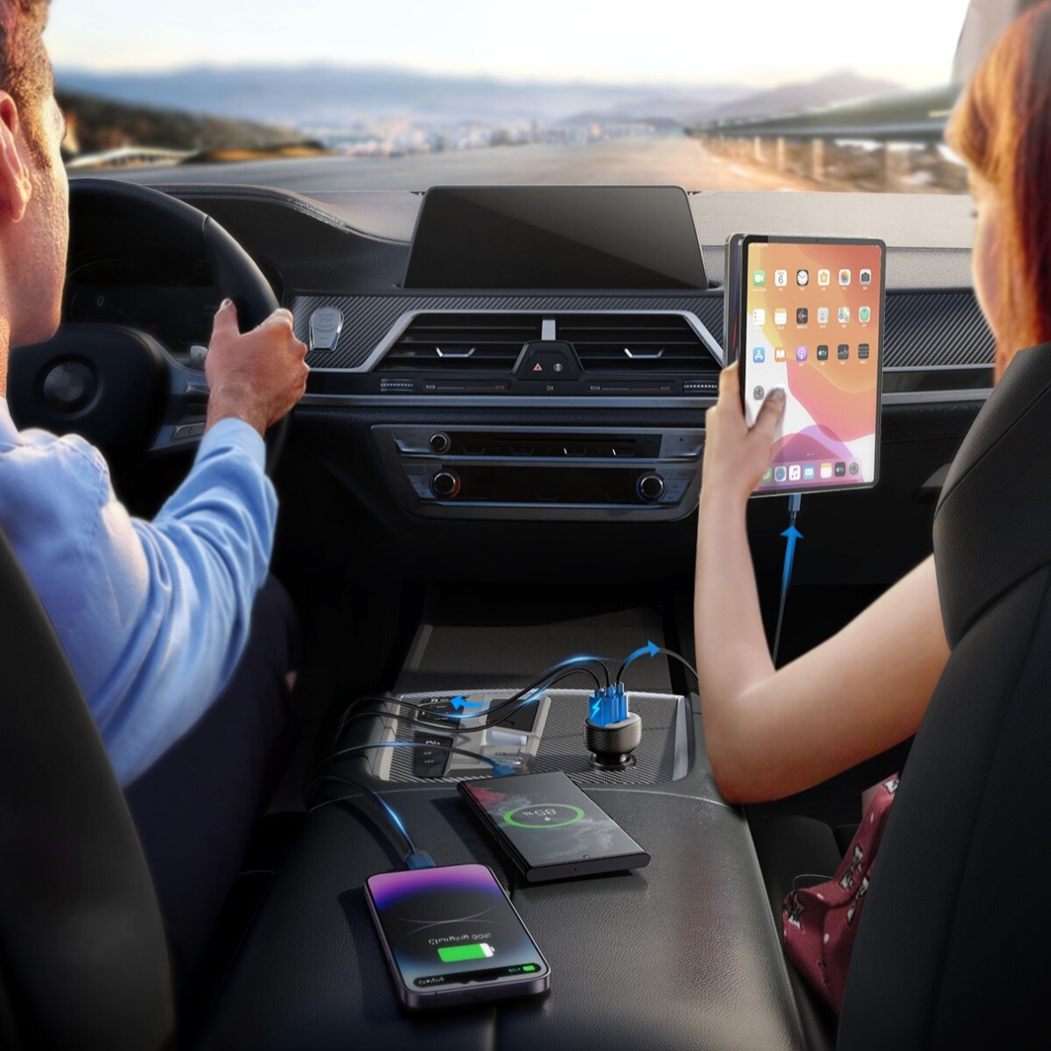 Joyroom JR-CCD04 30W 2x USB-C USB-A car charger with display - black 9 Joyroom JR-CCD04 30W 2x USB-C USB-A car charger with display - black 9