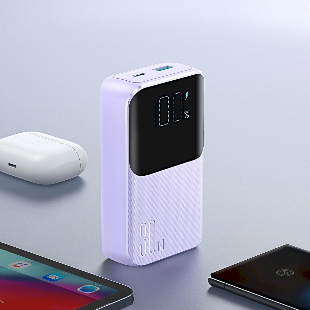 Joyroom JR-PBC06 mini power bankbuilt-in USB-C / Lightning Kabeliss 30W 10000mAh - violetinis 7 Joyroom JR-PBC06 mini power bankbuilt-in USB-C / Lightning Kabeliss 30W 10000mAh - violetinis 7