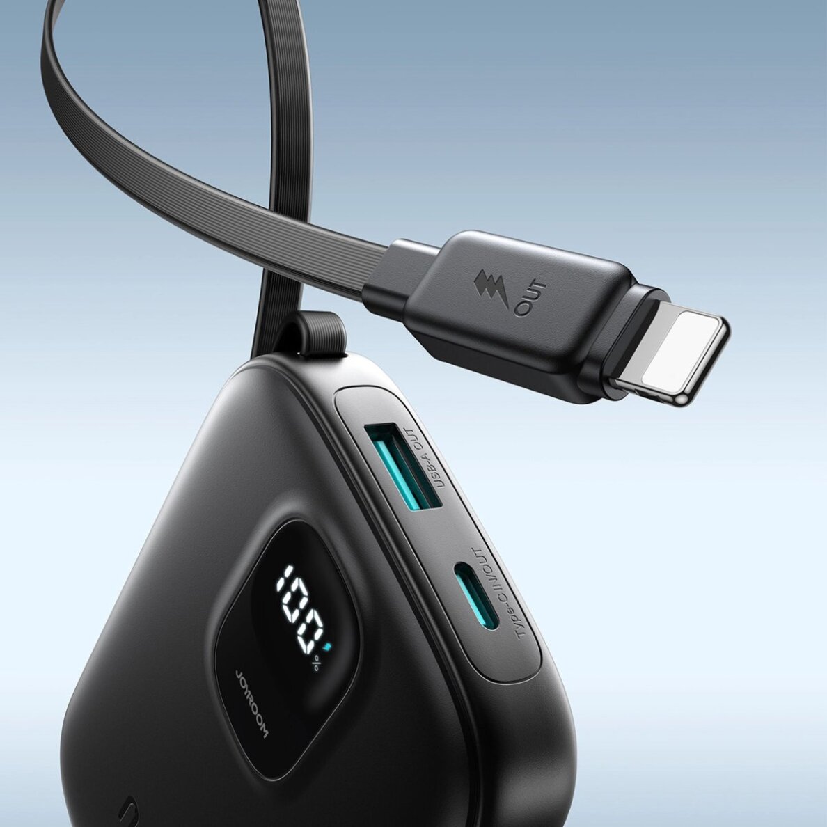 Išorinė baterija Power Bank Joyroom JR-PBF18 22.5W 10000mAh su įmontuotu Lightning kabeliu + USB-C kabeliu 0.25 cm – juoda 9 Išorinė baterija Power Bank Joyroom JR-PBF18 22.5W 10000mAh su įmontuotu Lightning kabeliu + USB-C kabeliu 0.25 cm – juoda 9