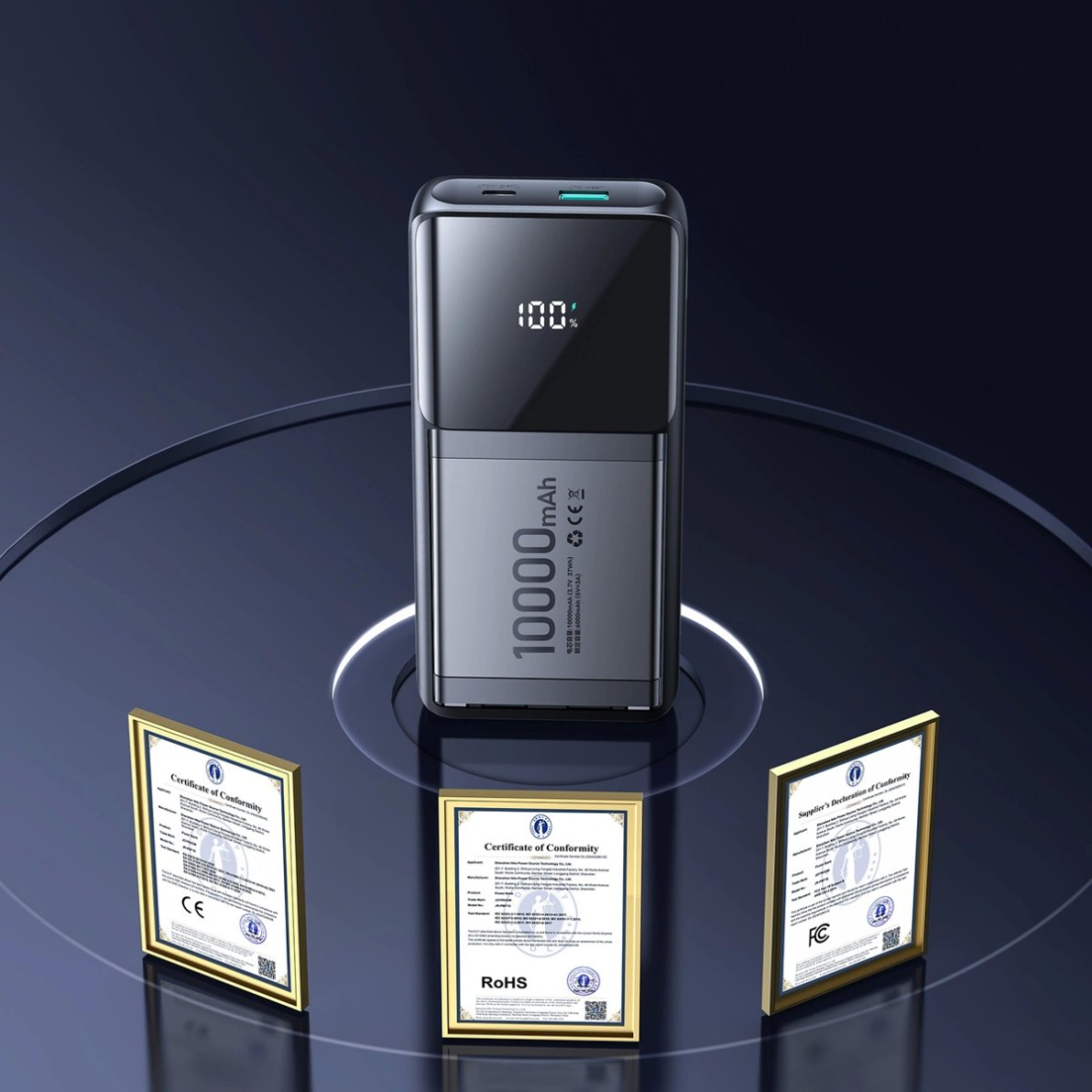 Joyroom JR-PBF19 22.5W 10000mAh išorinė baterija su dviem integruotais kabeliais – juoda 12 Joyroom JR-PBF19 22.5W 10000mAh išorinė baterija su dviem integruotais kabeliais – juoda 12