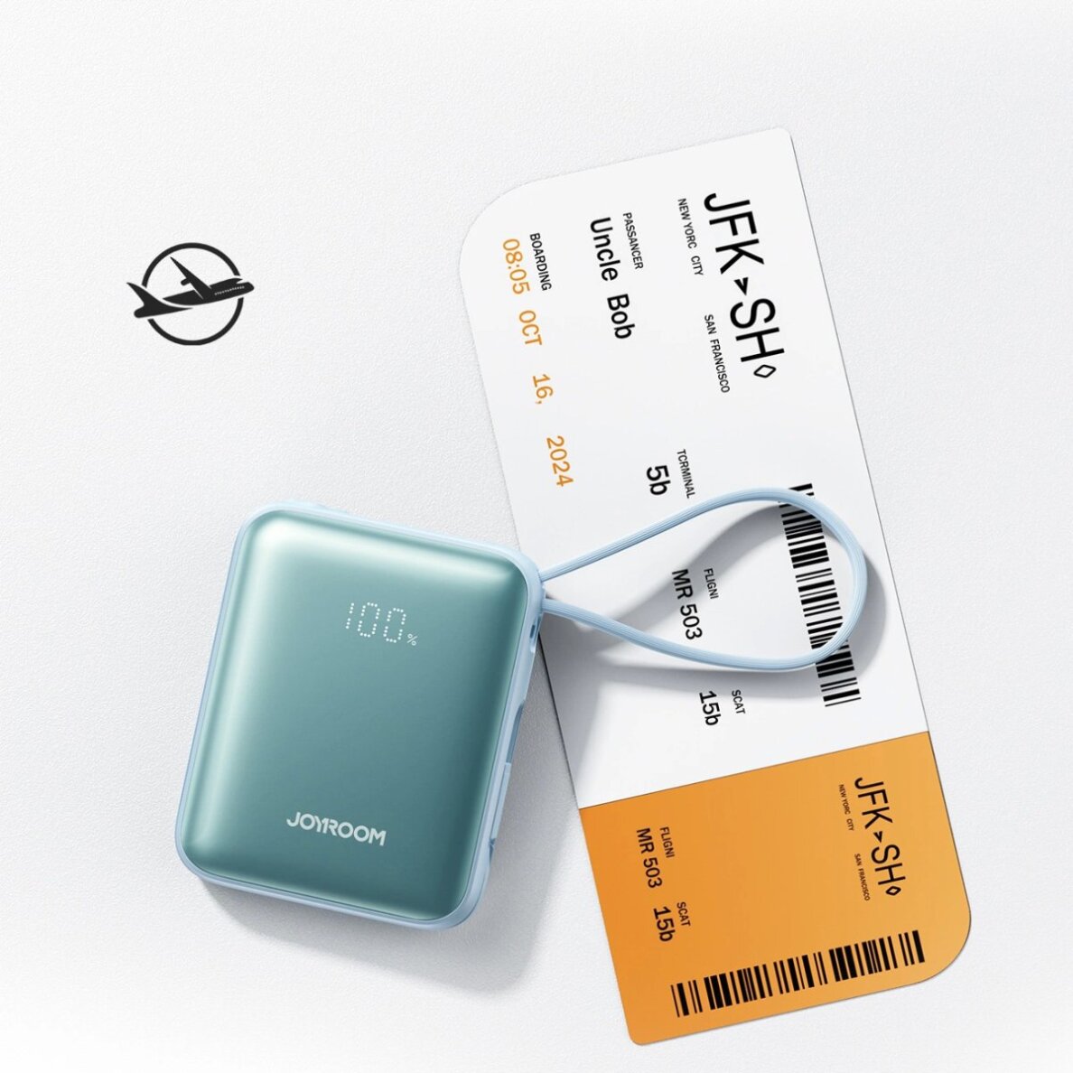 Išorinė baterija Power Bank Joyroom JR-PBF27 22.5W 10000mAh su dviem įmontuotais kabeliais – mėlyna 9