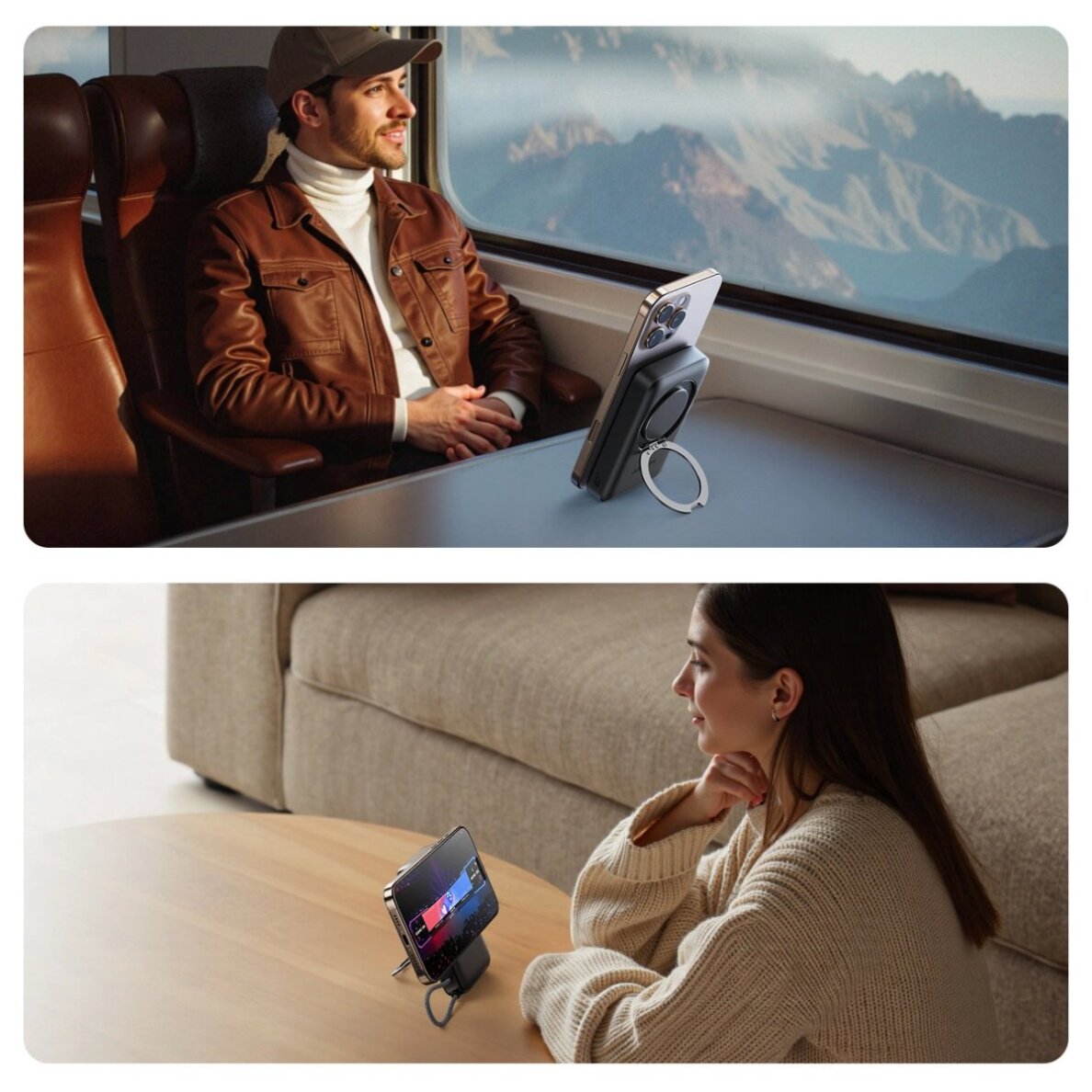 Išorinė baterija Power Bank Joyroom JR-PBM02 22.5W 10000mAh 3in1 magnetinis MagSafe suderinamas su įmontuotu kabeliu – juoda 5 Išorinė baterija Power Bank Joyroom JR-PBM02 22.5W 10000mAh 3in1 magnetinis MagSafe suderinamas su įmontuotu kabeliu – juoda 5