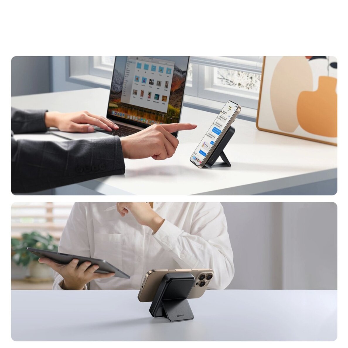 Išorinė baterija Power Bank Joyroom JR-PBM11 10000mAh 22.5W Qi2, MagSafe suderinama, su stovu – juoda 8