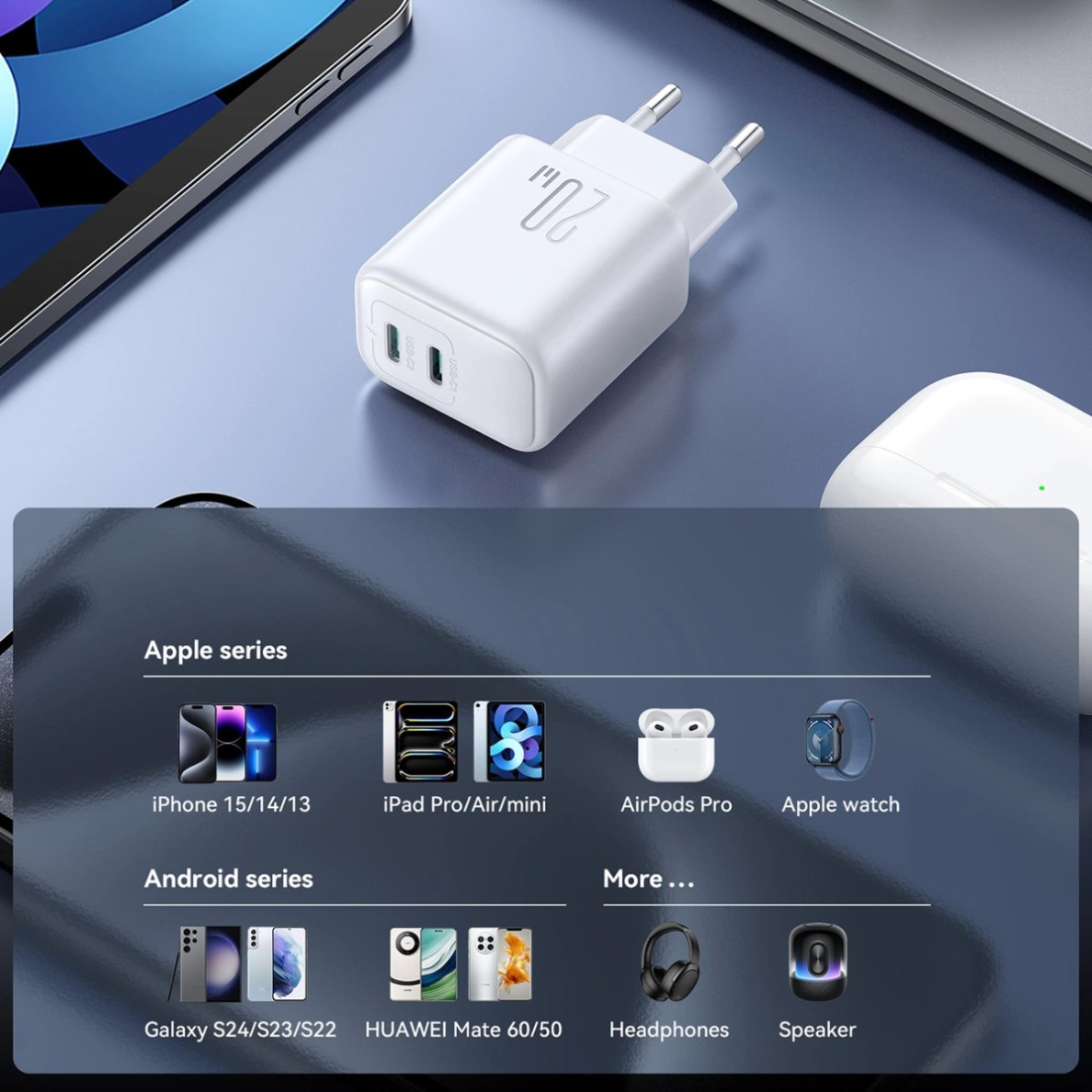 Joyroom JR-TCF12 tinklo įkroviklis 2x USB-C 20W PD / QC 3.0 – baltas 12 Joyroom JR-TCF12 tinklo įkroviklis 2x USB-C 20W PD / QC 3.0 – baltas 12