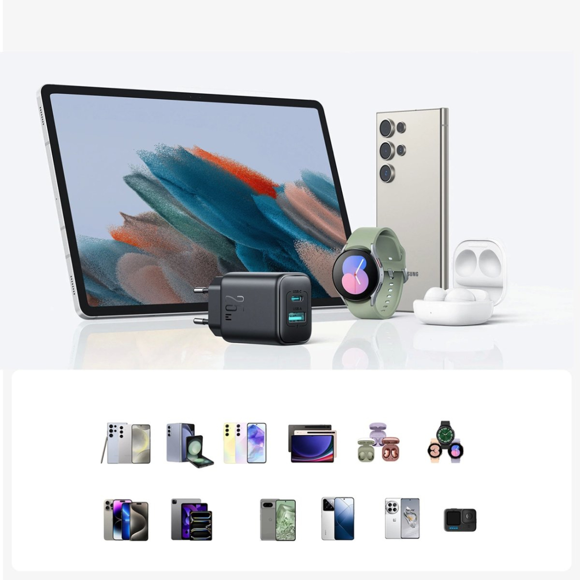 Joyroom JR-TCF13 tinklo įkroviklis USB-C / USB-A 25W SFC / PPS / PD – juodas 14