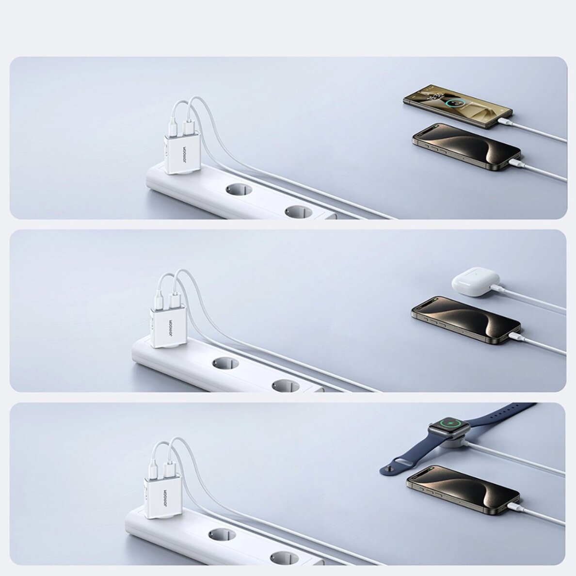 Sieninis įkroviklis Joyroom JR-TCF14 20W USB-A / USB-C itin plonas – baltas 9