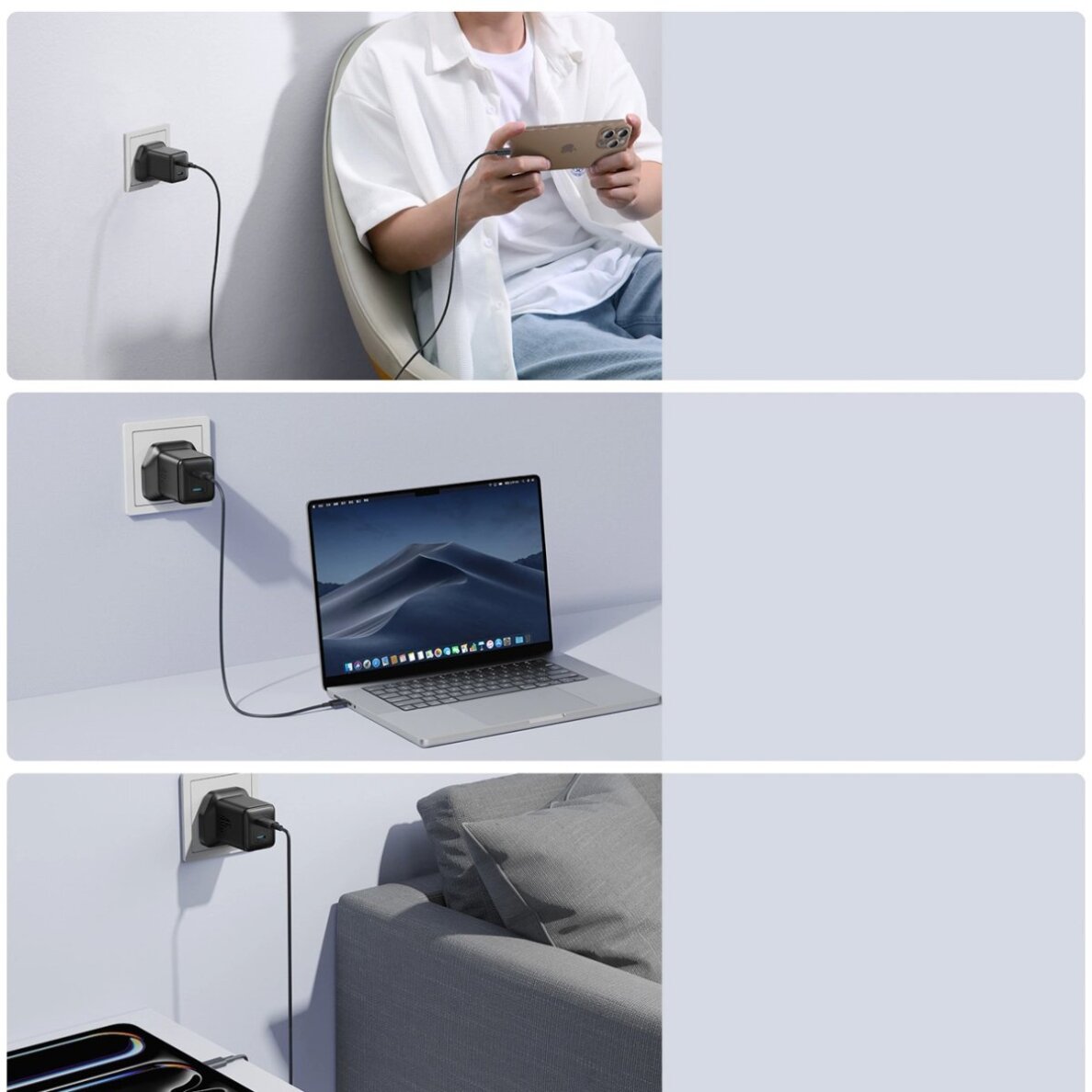 Sieninis įkroviklis Joyroom JR-TCG17 45W 2x USB-C (UK kištukas) – juodas 4 Sieninis įkroviklis Joyroom JR-TCG17 45W 2x USB-C (UK kištukas) – juodas 4