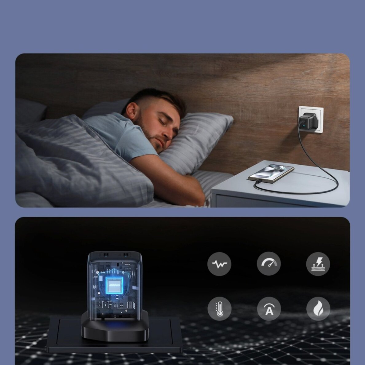 Sieninis įkroviklis Joyroom JR-TCG17 45W 2x USB-C (UK kištukas) – juodas 6