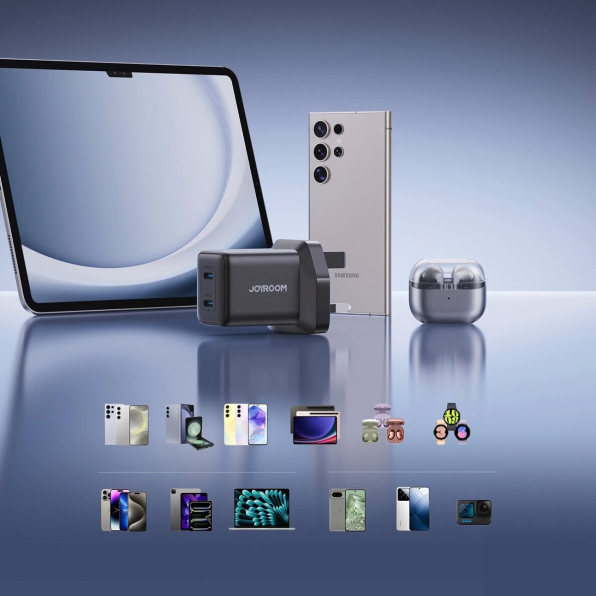 Sieninis įkroviklis Joyroom JR-TCG17 45W 2x USB-C (UK kištukas) – juodas 7 Sieninis įkroviklis Joyroom JR-TCG17 45W 2x USB-C (UK kištukas) – juodas 7