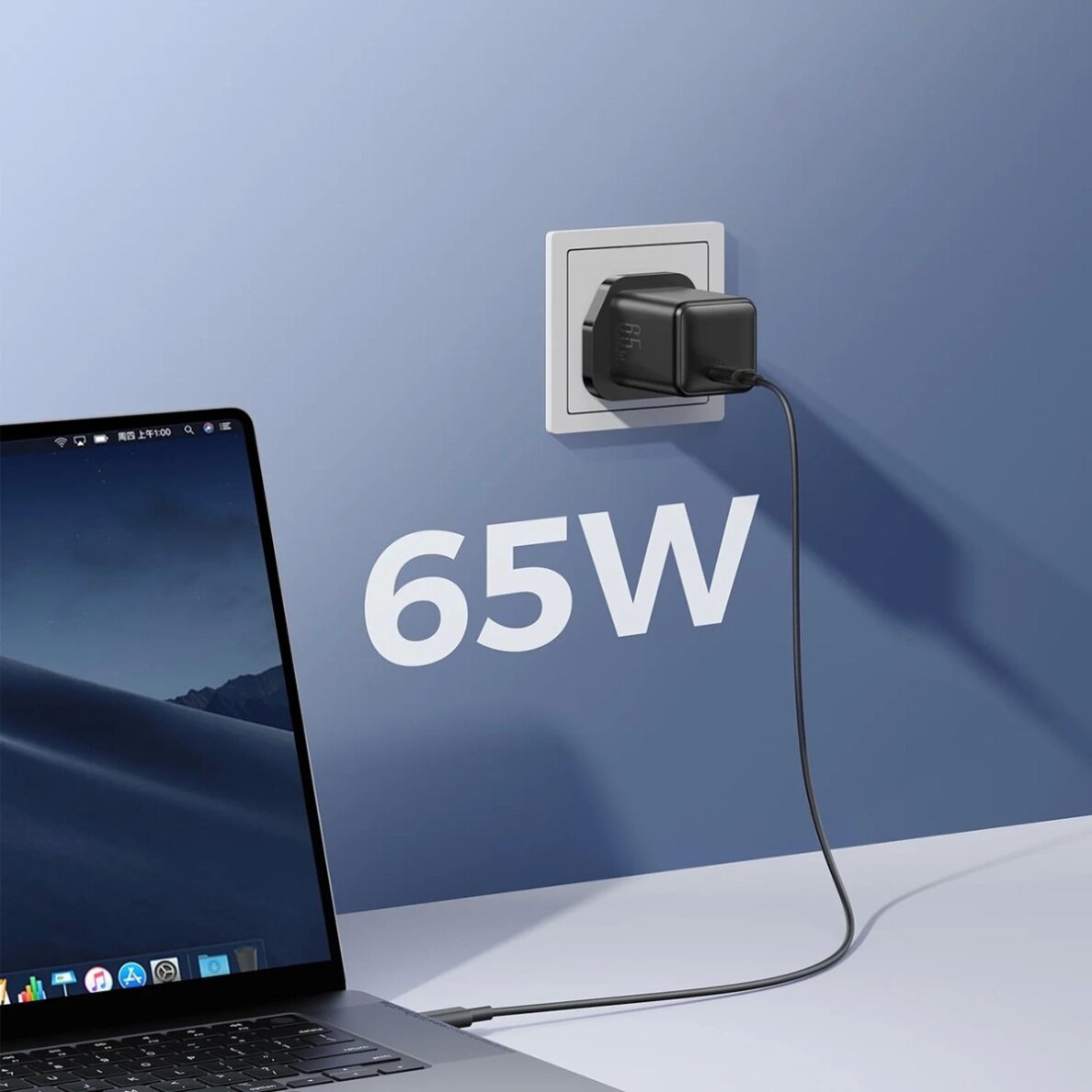 Sieninis įkroviklis Joyroom JR-TCG18 65W 1x USB-C (UK kištukas) – juodas 3