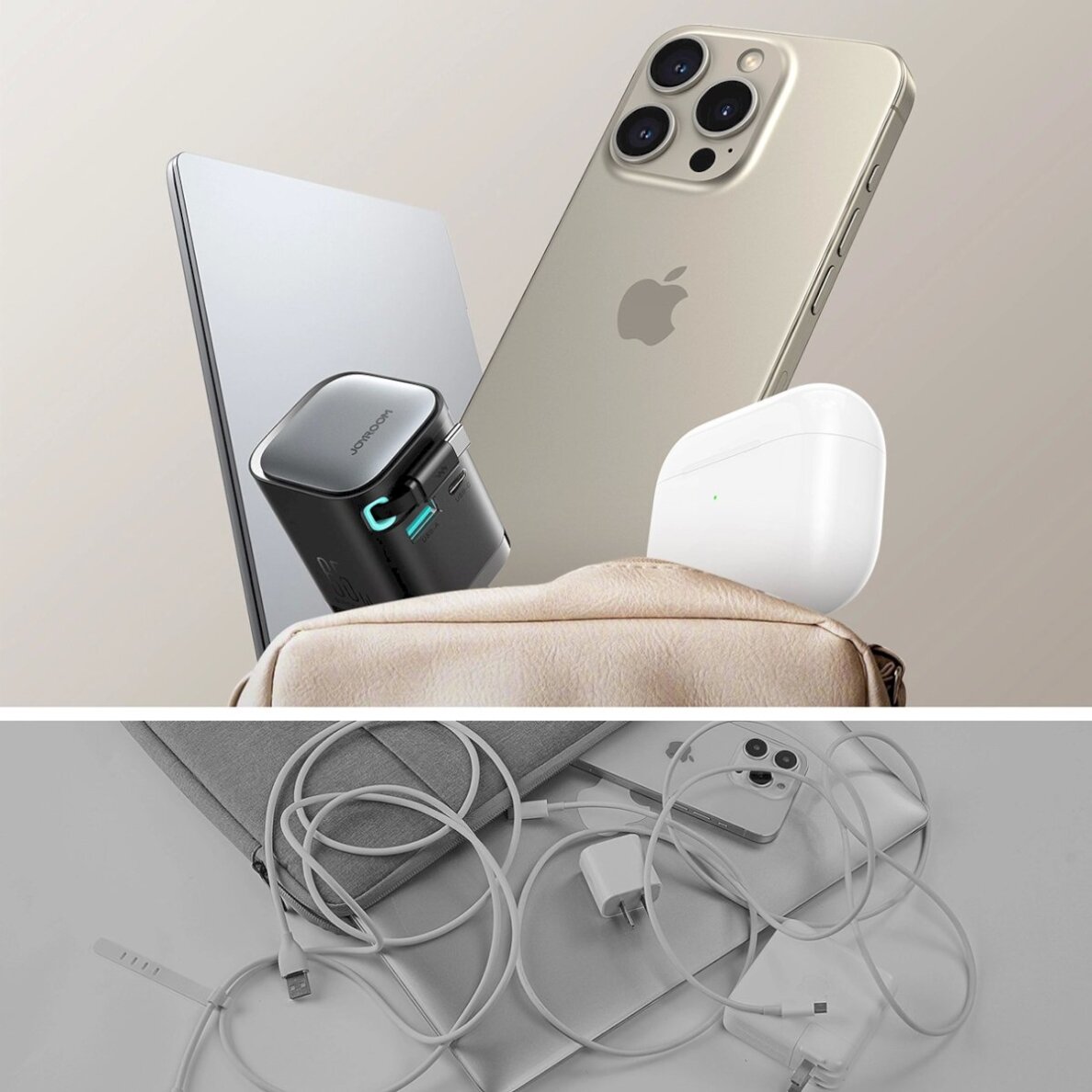 Sieninis įkroviklis Joyroom JR-TCL02 65W GaN USB-A / USB-C su įmontuotu USB-C kabeliu – juodas 9 Sieninis įkroviklis Joyroom JR-TCL02 65W GaN USB-A / USB-C su įmontuotu USB-C kabeliu – juodas 9