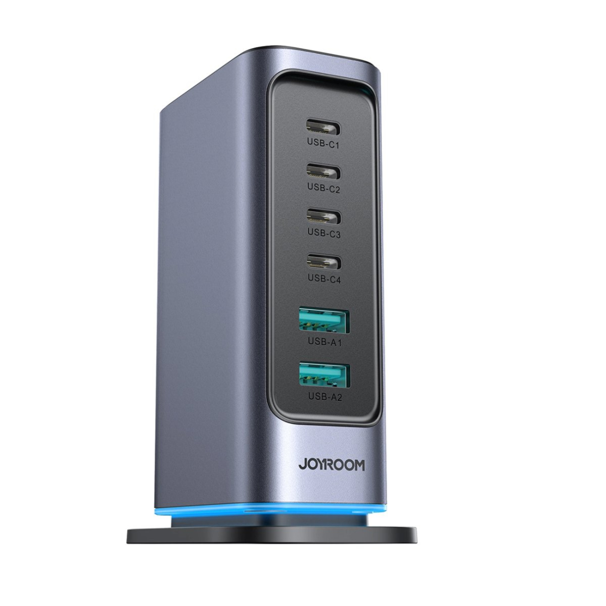 Joyroom JR-TCM02 daugiafunkcis GaN įkroviklis 65W EU 4x USB-C 2x USB-A – tamsiai pilkas 2 Joyroom JR-TCM02 daugiafunkcis GaN įkroviklis 65W EU 4x USB-C 2x USB-A – tamsiai pilkas 2