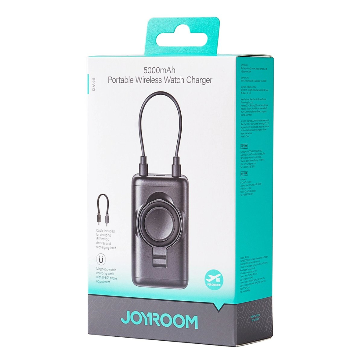Joyroom JR-W13 5000mAh išorinė baterija išmaniesiems laikrodžiams – juoda 1