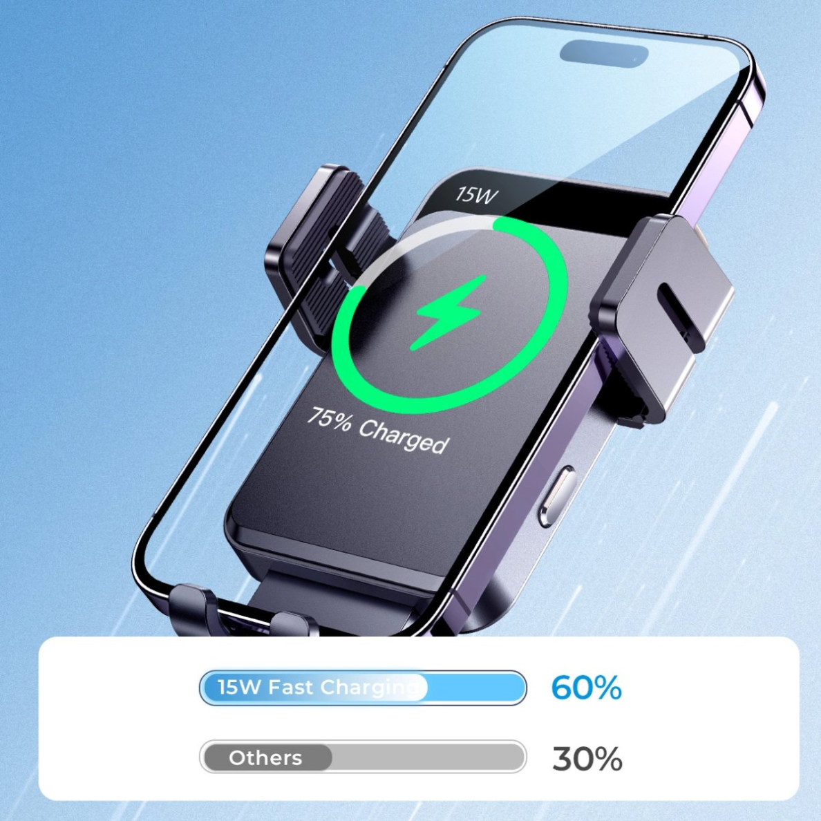 Joyroom JR-ZS219 elektrinis laikiklis ant prietaisų skydelio su 15W indukciniu įkrovikliu – juodas 8