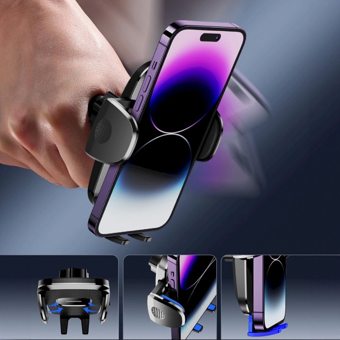 Joyroom JR-ZS259 mechanical Automobilinis laikiklis universal phone cockpit / window - Juodas 8 Joyroom JR-ZS259 mechanical Automobilinis laikiklis universal phone cockpit / window - Juodas 8