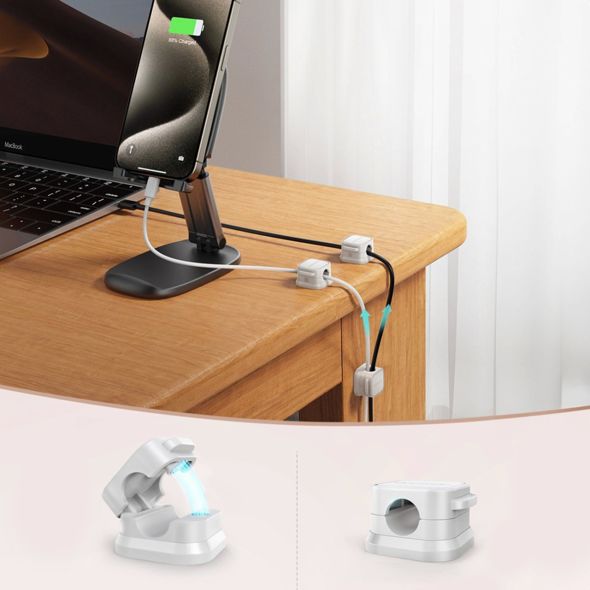 Joyroom JR-ZS368 magnetinis kabelių laikiklis – baltas (6 vnt.) 6