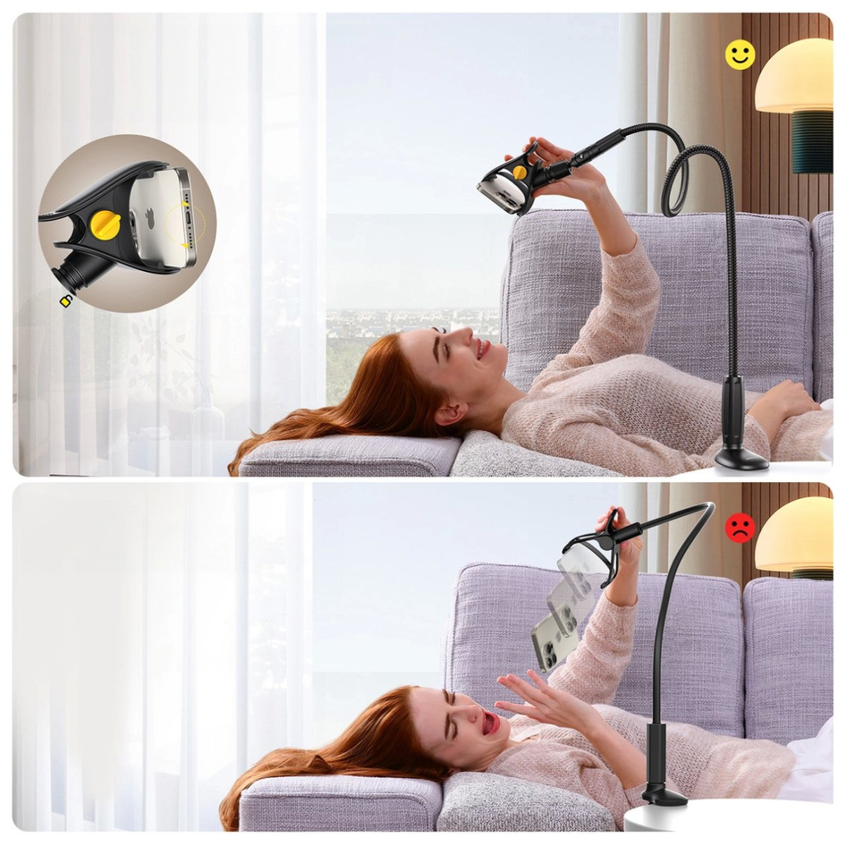 Joyroom JR-ZS389 telefono laikiklis su lanksčia rankena stalui – juodas 10