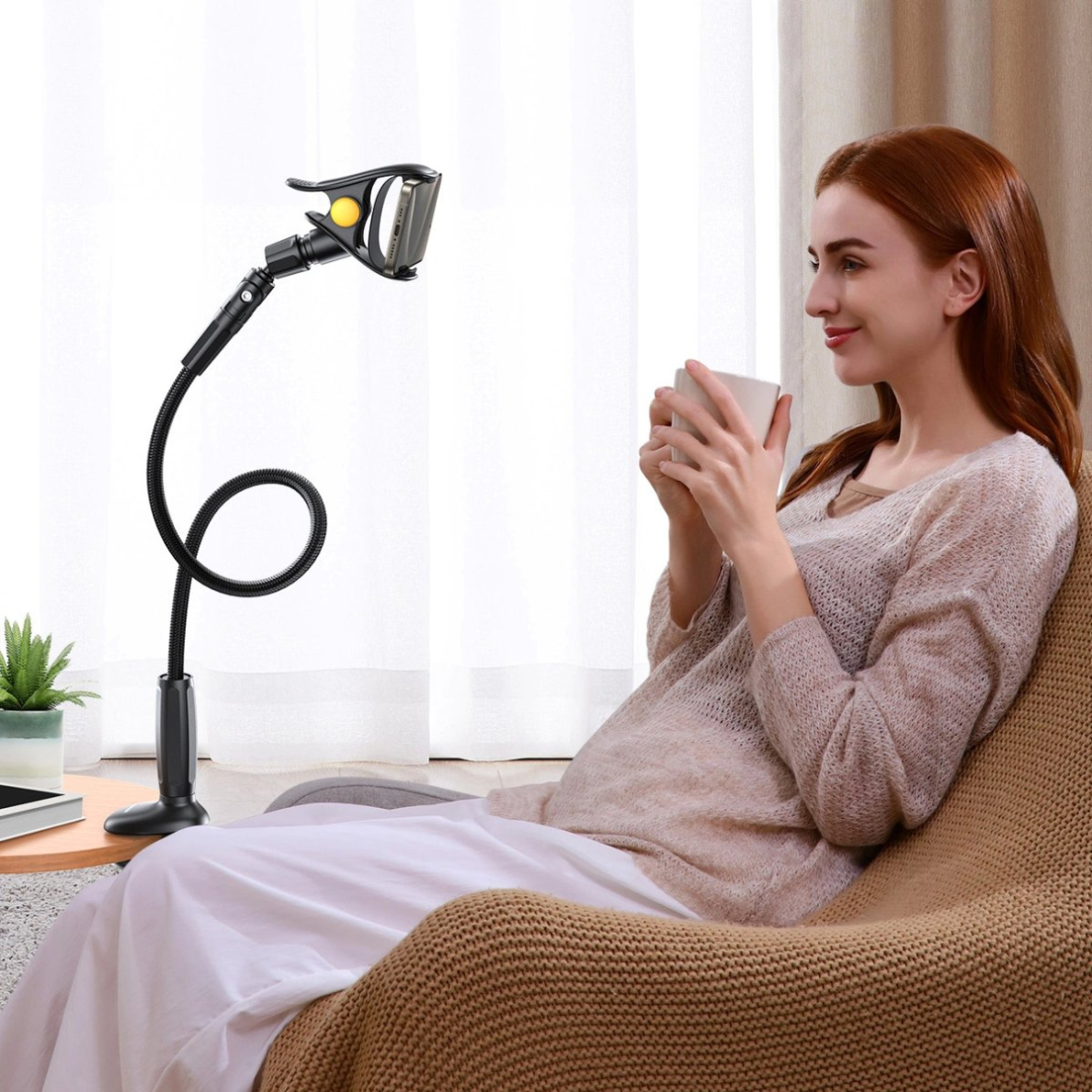 Joyroom JR-ZS389 telefono laikiklis su lanksčia rankena stalui – juodas 15