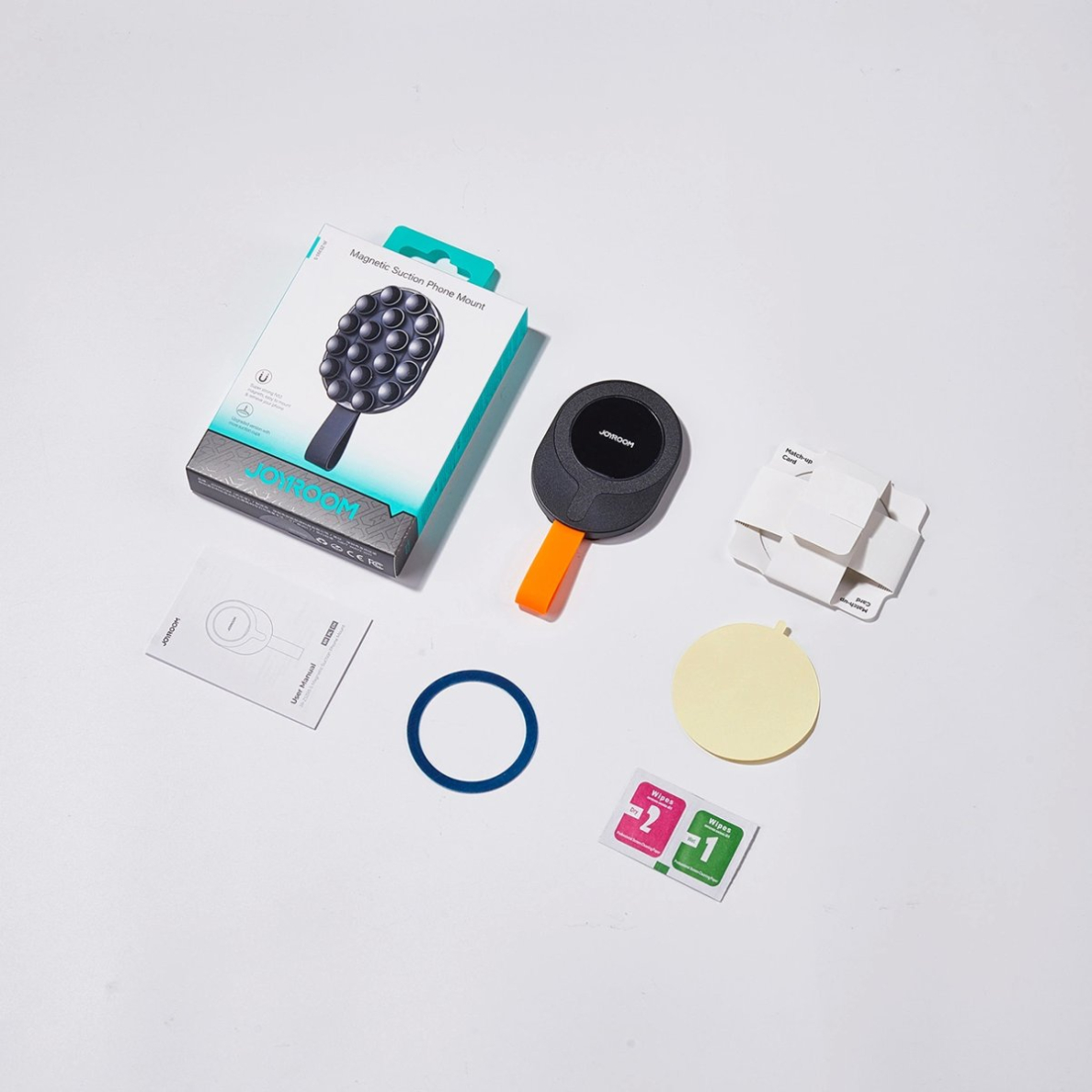 Joyroom JR-ZS393-S Magnetinis laikiklis su siurbtukais, skirtas 4.7–7" telefonui – juodas oranžinis 3