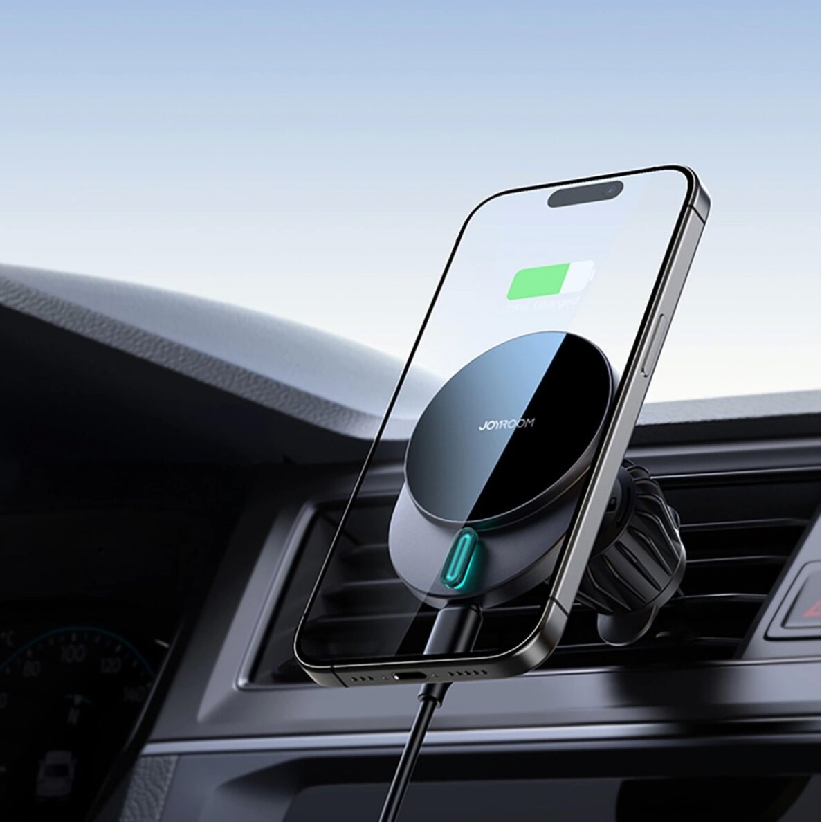 Magnetinis laikiklis Joyroom JR-ZS409 su 15W indukciniu įkrovikliu automobilio ventiliacijai – juodas 3