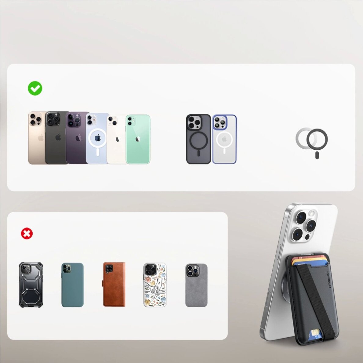 Magnetinė piniginė Joyroom JR-ZS432 suderinama su MagSafe – juoda 7