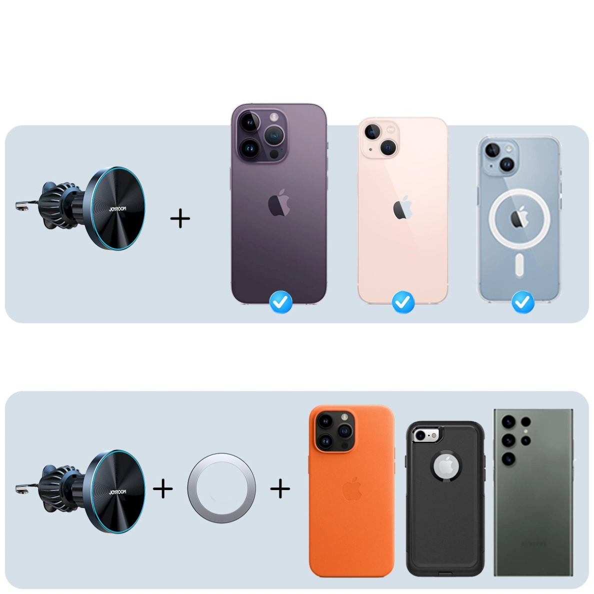 Joyroom JR-ZS240 Pro Magnetinis automobilinis laikiklis su 15W belaidžiu įkrovikliu, skirtas oro angai – juodas 12