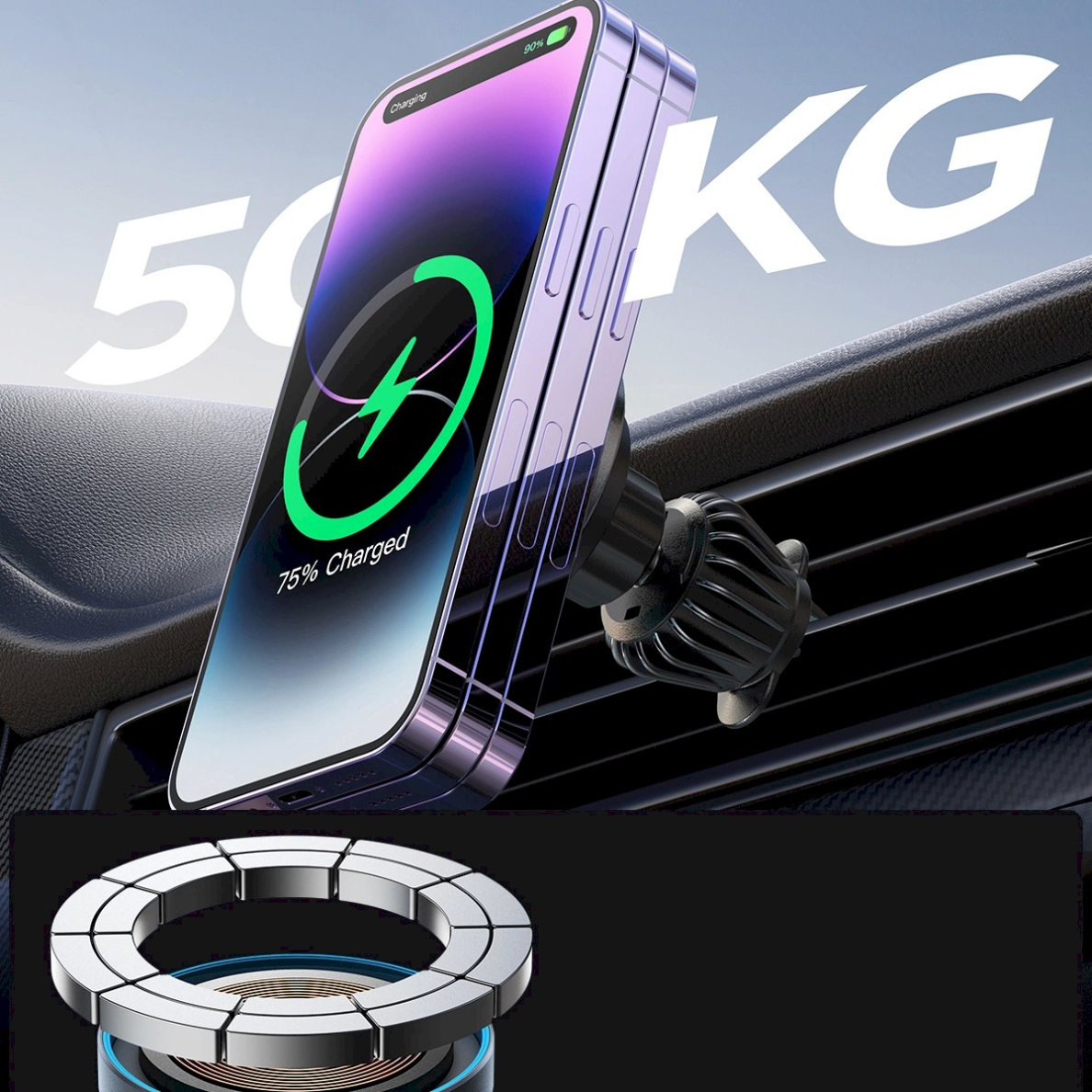 Joyroom JR-ZS240 Pro Magnetinis automobilinis laikiklis su 15W belaidžiu įkrovikliu, skirtas oro angai – juodas 9 Joyroom JR-ZS240 Pro Magnetinis automobilinis laikiklis su 15W belaidžiu įkrovikliu, skirtas oro angai – juodas 9