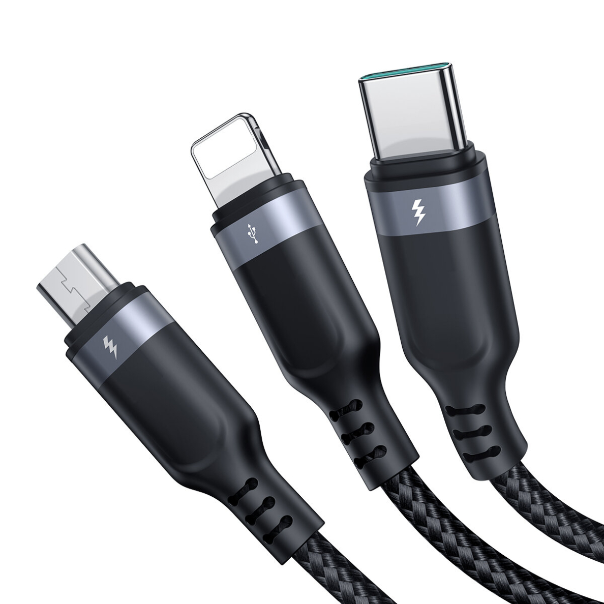 Joyroom Multi-Use Series 3-in-1 cable S-1T3018A18 Lightning USB-C micro USB 30 cm - black 2 Joyroom Multi-Use Series 3-in-1 cable S-1T3018A18 Lightning USB-C micro USB 30 cm - black 2