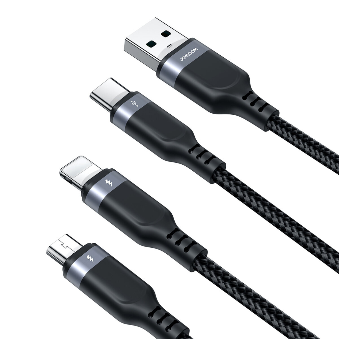 Joyroom Multi-Use Series 3-in-1 cable S-1T3018A18 Lightning USB-C micro USB 30 cm - black 3 Joyroom Multi-Use Series 3-in-1 cable S-1T3018A18 Lightning USB-C micro USB 30 cm - black 3