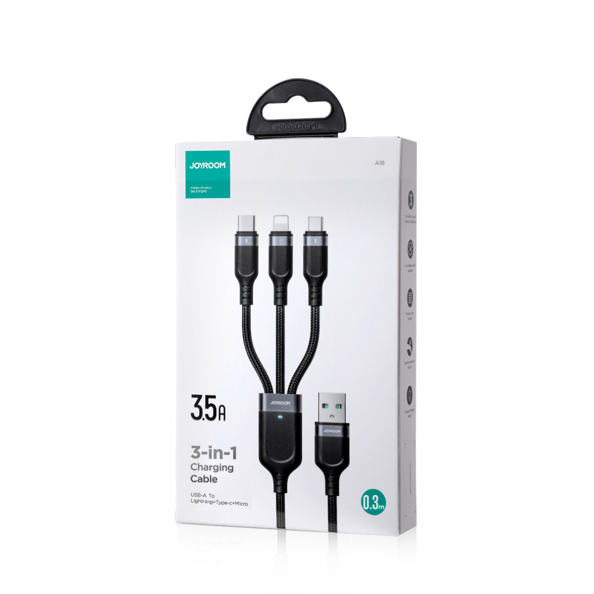 Joyroom Multi-Use Series 3-in-1 cable S-1T3018A18 Lightning USB-C micro USB 30 cm - black 4 Joyroom Multi-Use Series 3-in-1 cable S-1T3018A18 Lightning USB-C micro USB 30 cm - black 4