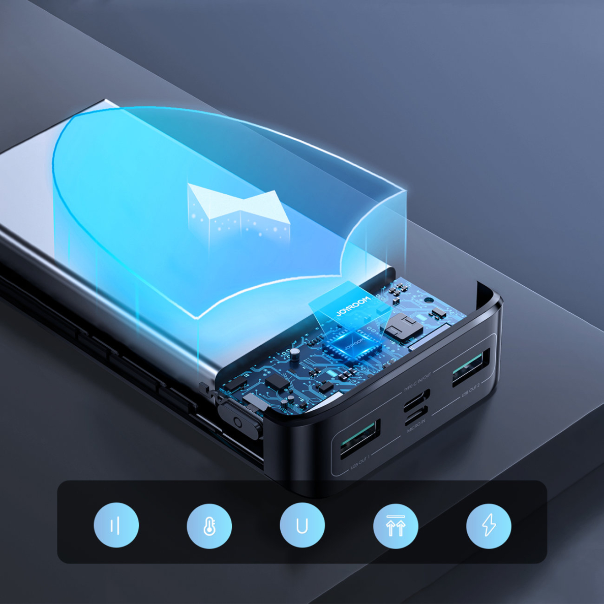 Joyroom power bank 22.5W 20000mAh PD QC3.0 AFC Juodas (JR-QP192) 6 Joyroom power bank 22.5W 20000mAh PD QC3.0 AFC Juodas (JR-QP192) 6