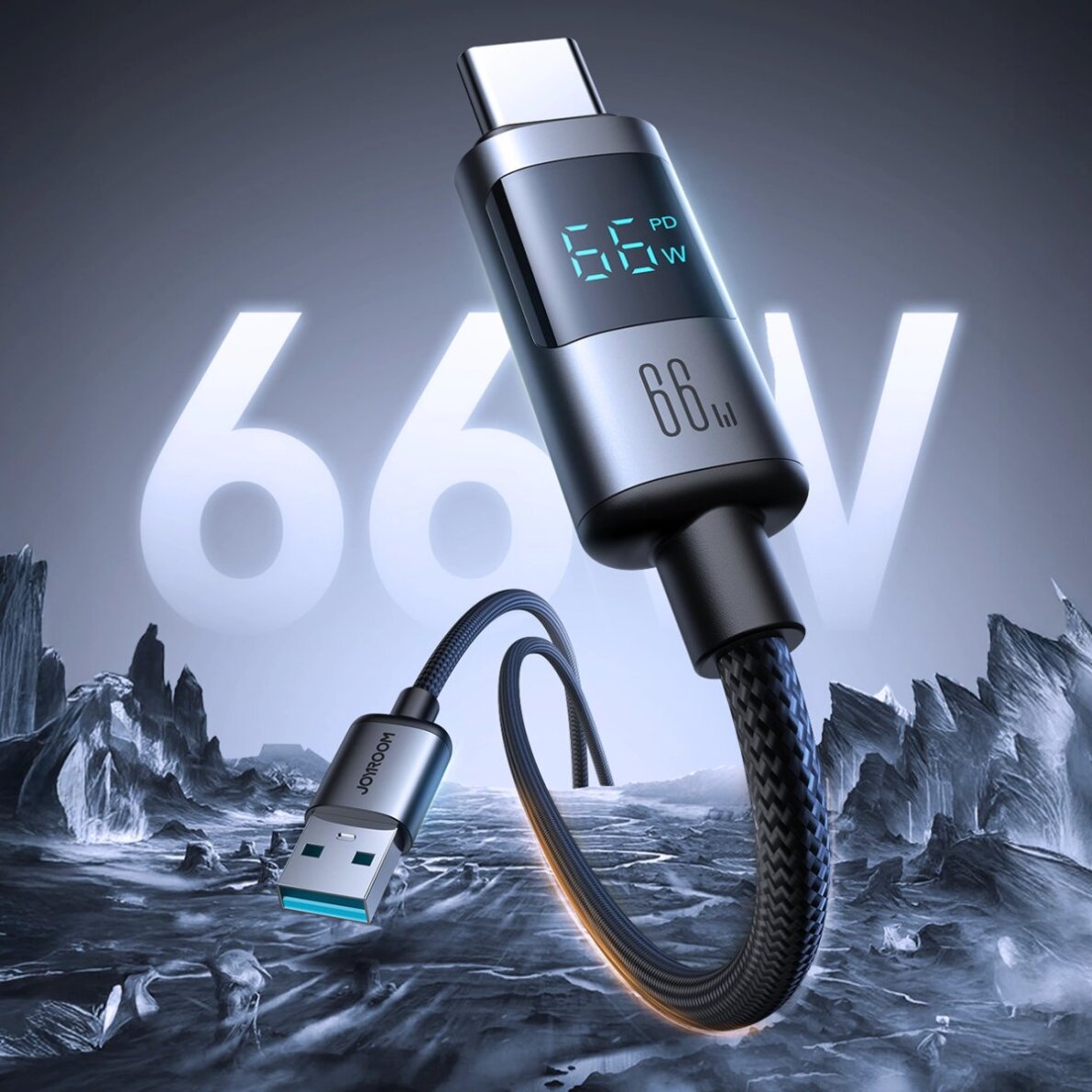 Įkrovimo kabelis Joyroom S-A16 Pro Prism Series 66W USB-A – USB-C su ekranu 1.2 m – juodas 1 Įkrovimo kabelis Joyroom S-A16 Pro Prism Series 66W USB-A – USB-C su ekranu 1.2 m – juodas 1