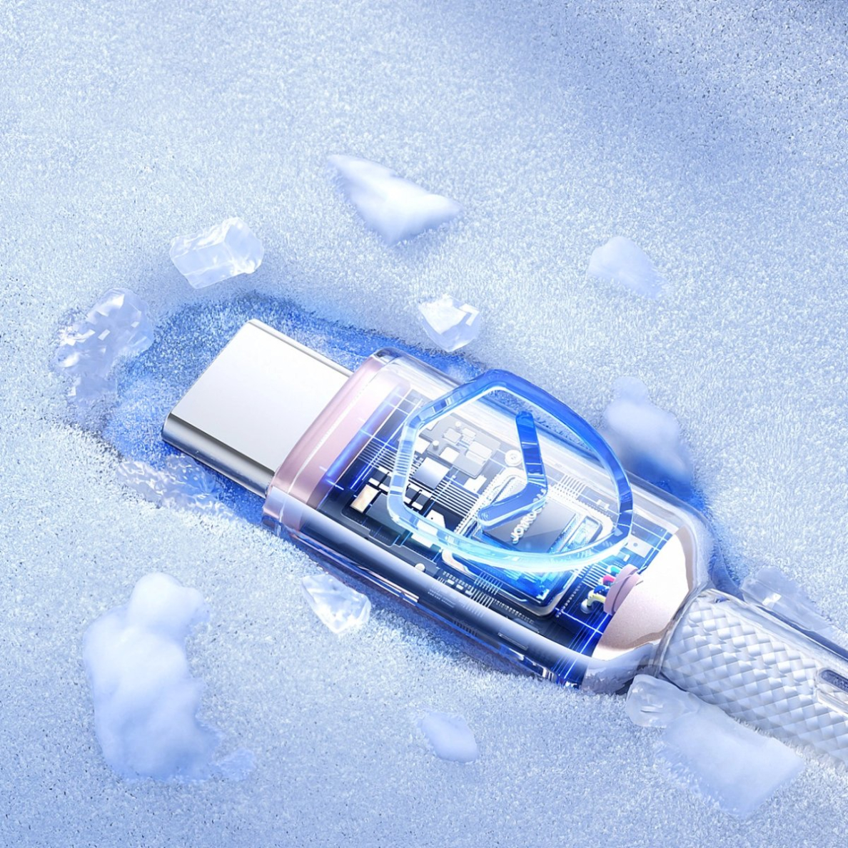 Joyroom S-A42 Crystal-Clear Series 3A USB-A / USB-C kabelis 1.2 m – baltas 12