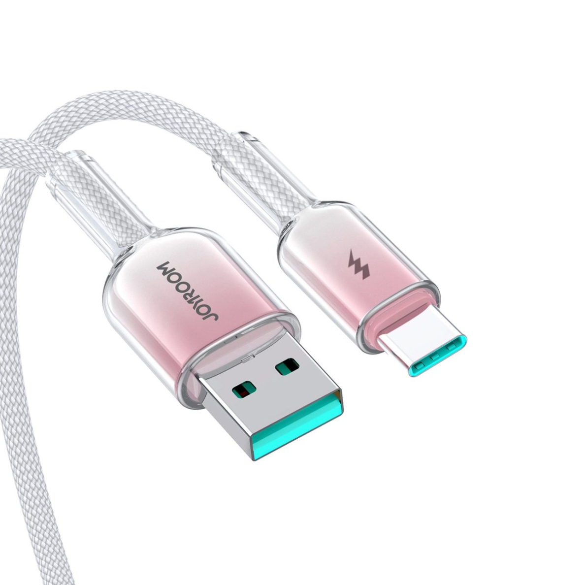 Joyroom S-A42 Crystal-Clear Series 3A USB-A / USB-C kabelis 1.2 m – baltas 6 Joyroom S-A42 Crystal-Clear Series 3A USB-A / USB-C kabelis 1.2 m – baltas 6