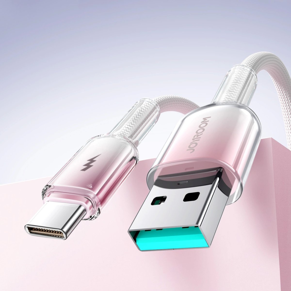 Joyroom S-A42 Crystal-Clear Series 3A USB-A / USB-C kabelis 1.2 m – baltas 8 Joyroom S-A42 Crystal-Clear Series 3A USB-A / USB-C kabelis 1.2 m – baltas 8