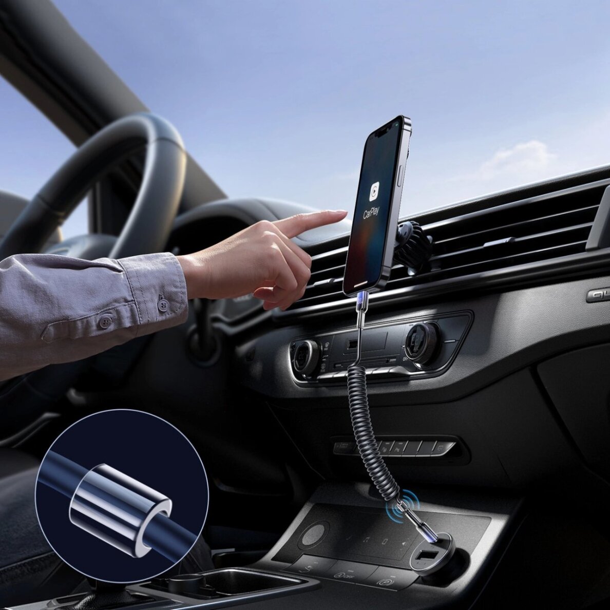 Įkrovimo kabelis Joyroom S-A43 Crystal-Clear Series 30W USB-C – Lightning spiralinis 1.5 m – juodas 3 Įkrovimo kabelis Joyroom S-A43 Crystal-Clear Series 30W USB-C – Lightning spiralinis 1.5 m – juodas 3