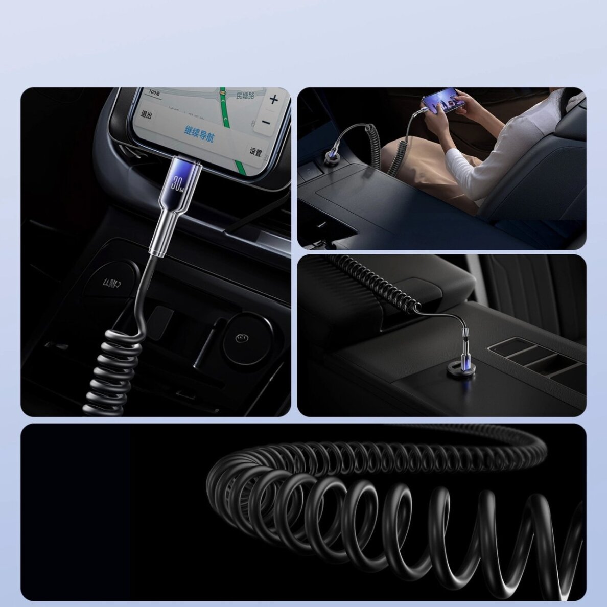 Įkrovimo kabelis Joyroom S-A43 Crystal-Clear Series 30W USB-C – Lightning spiralinis 1.5 m – juodas 5 Įkrovimo kabelis Joyroom S-A43 Crystal-Clear Series 30W USB-C – Lightning spiralinis 1.5 m – juodas 5