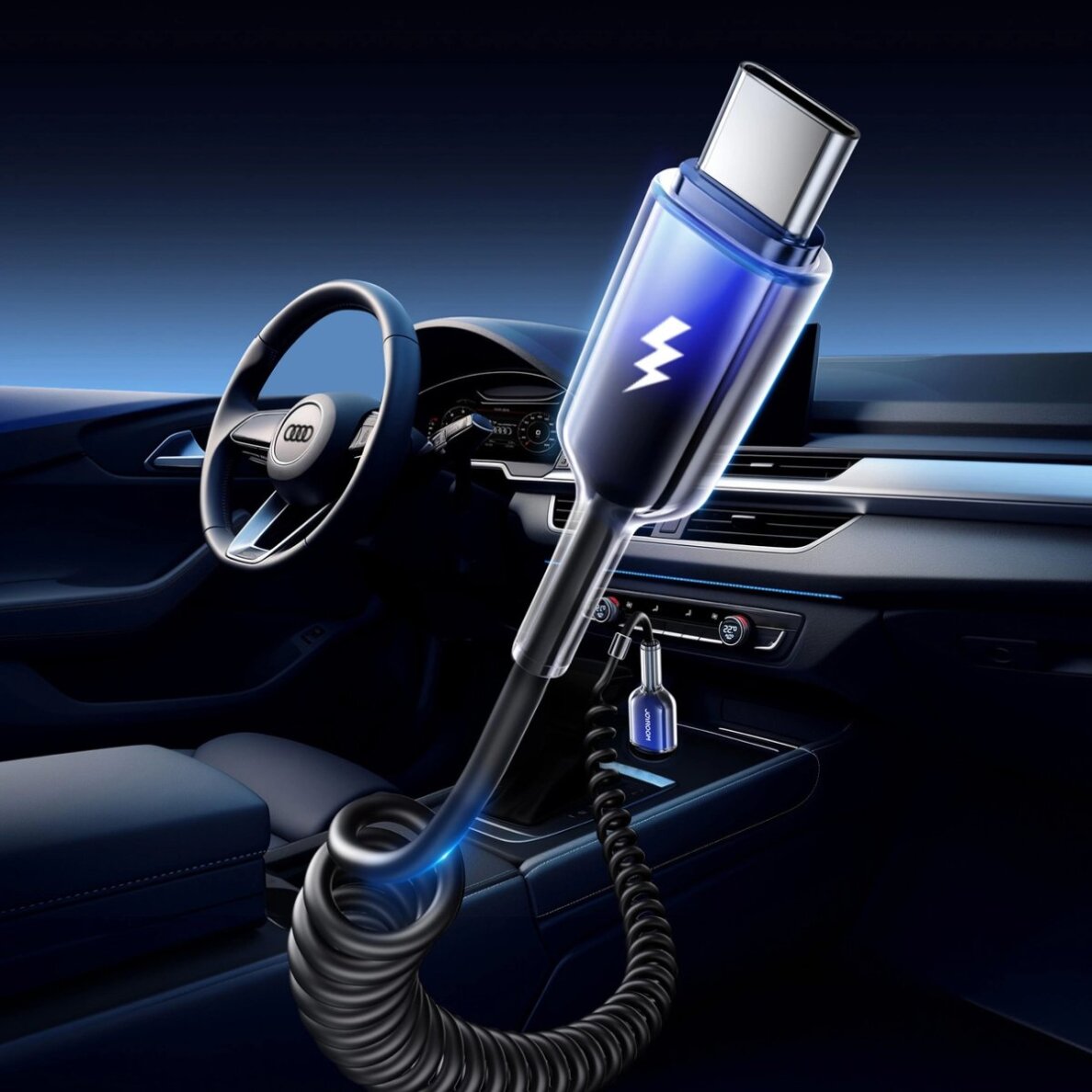 Įkrovimo kabelis Joyroom S-A43 Crystal-Clear Series 3A USB-A – USB-C spiralinis 1.5 m – juodas 2 Įkrovimo kabelis Joyroom S-A43 Crystal-Clear Series 3A USB-A – USB-C spiralinis 1.5 m – juodas 2