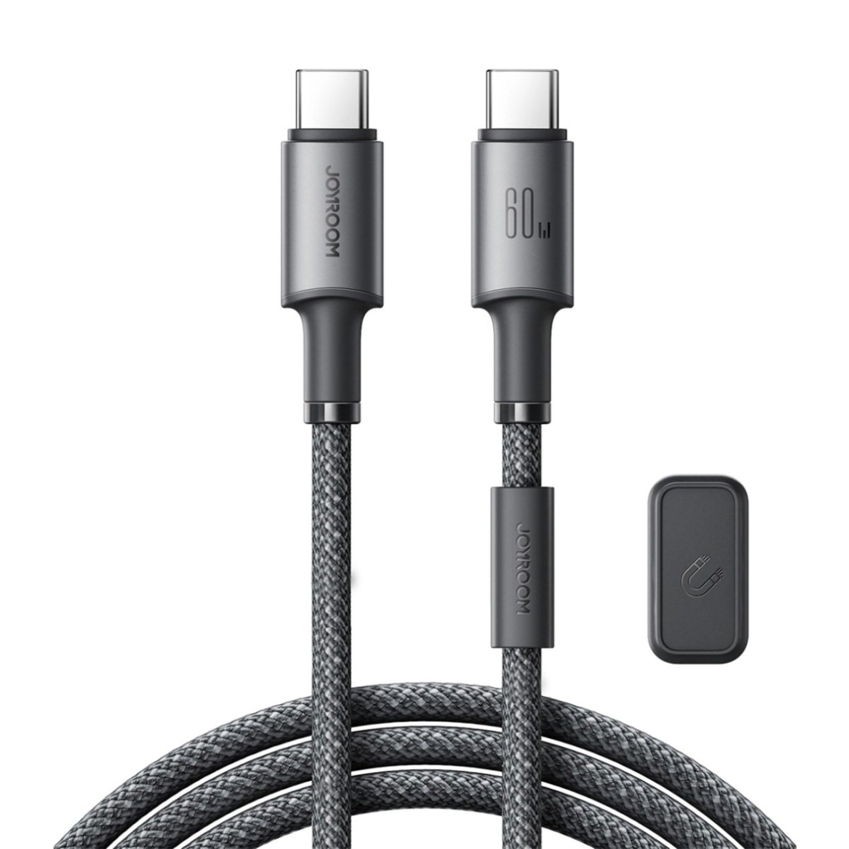 Joyroom S-A50 Unlimited Series 60W USB-C / USB-C kabelis su magnetiniu laikikliu 1.2 m – pilkas