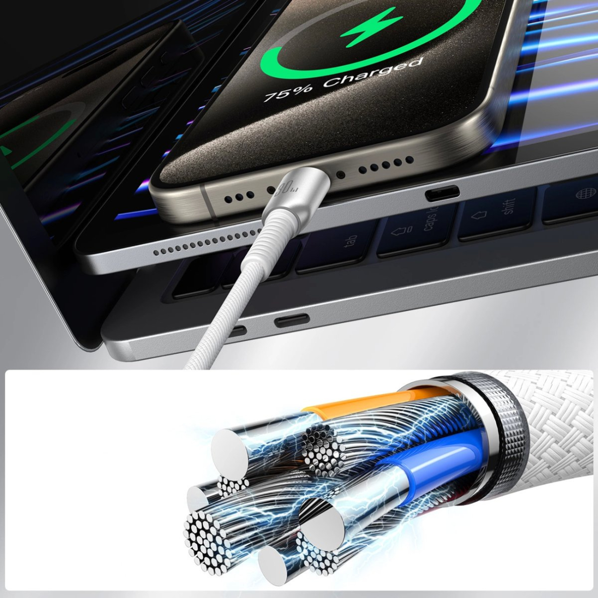 Joyroom S-A51 Cutting-Edge Series 30W USB-C / Lightning kabelis 1.2 m – pilkas 9