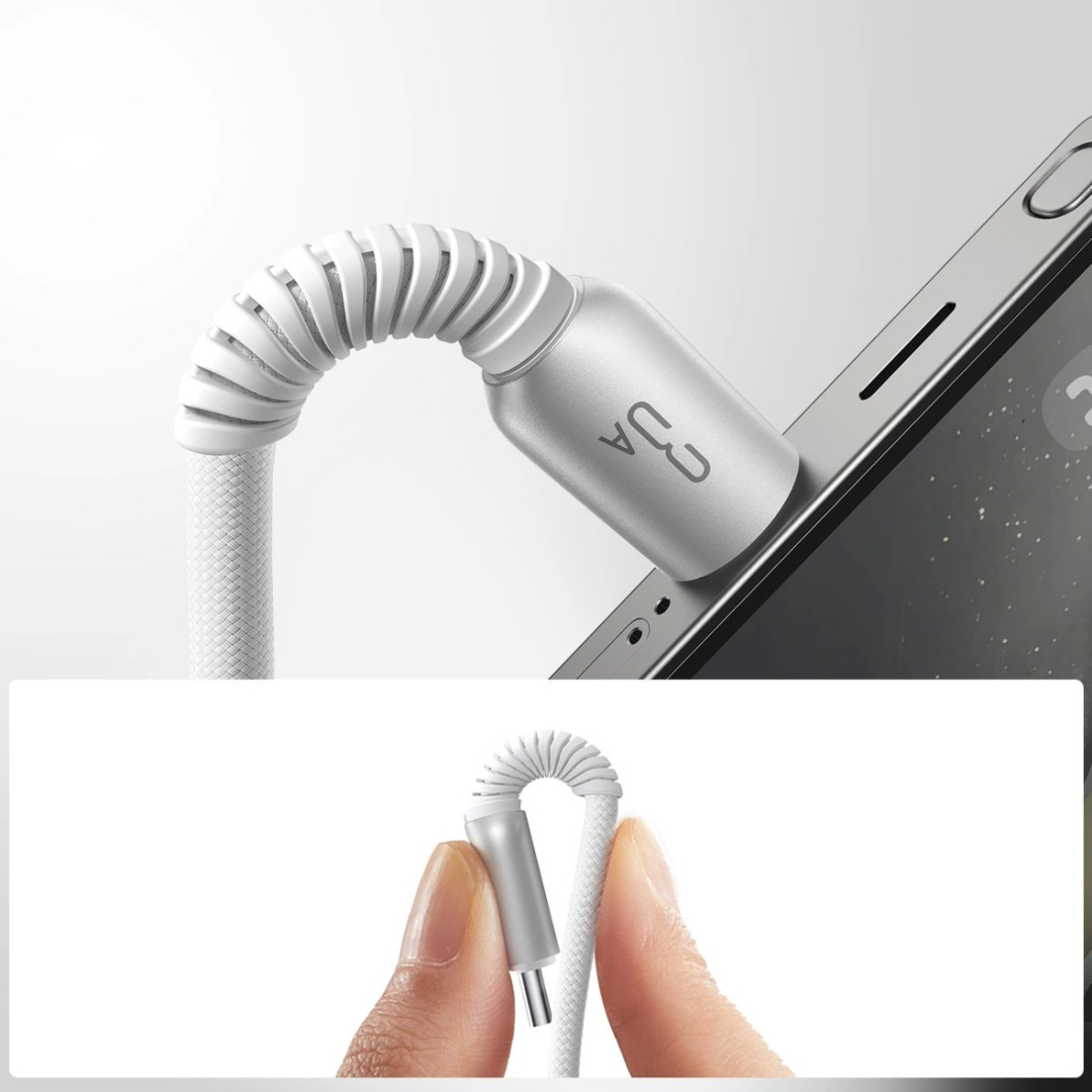 Joyroom S-A51 Cutting-Edge Series 3A USB-A / USB-C kabelis 1.2 m – pilkas 7