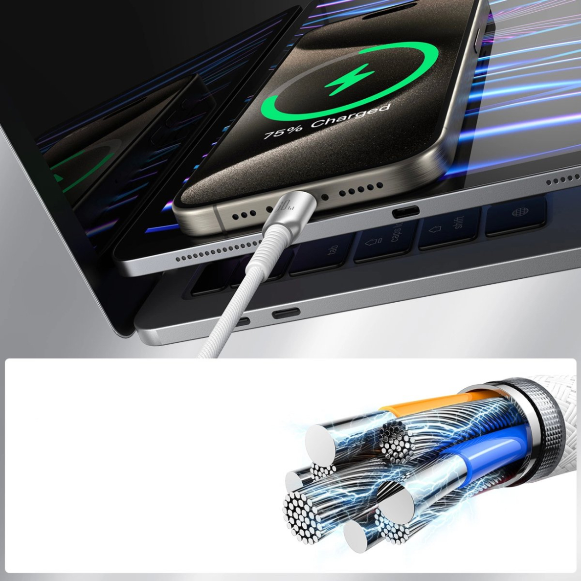 Joyroom S-A51 Cutting-Edge Series 60W USB-C / USB-C kabelis 1.2 m – pilkas 10