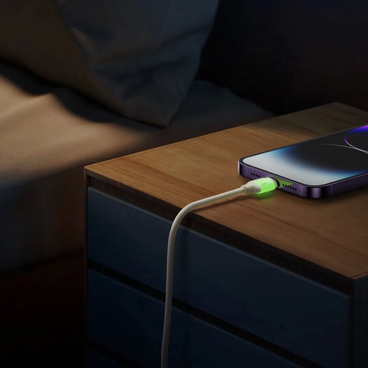 Įkrovimo kabelis Joyroom S-A53 30W USB-C – Lightning su fluorescuojančiu antgaliu 1.2 m – smėlio spalvos 2