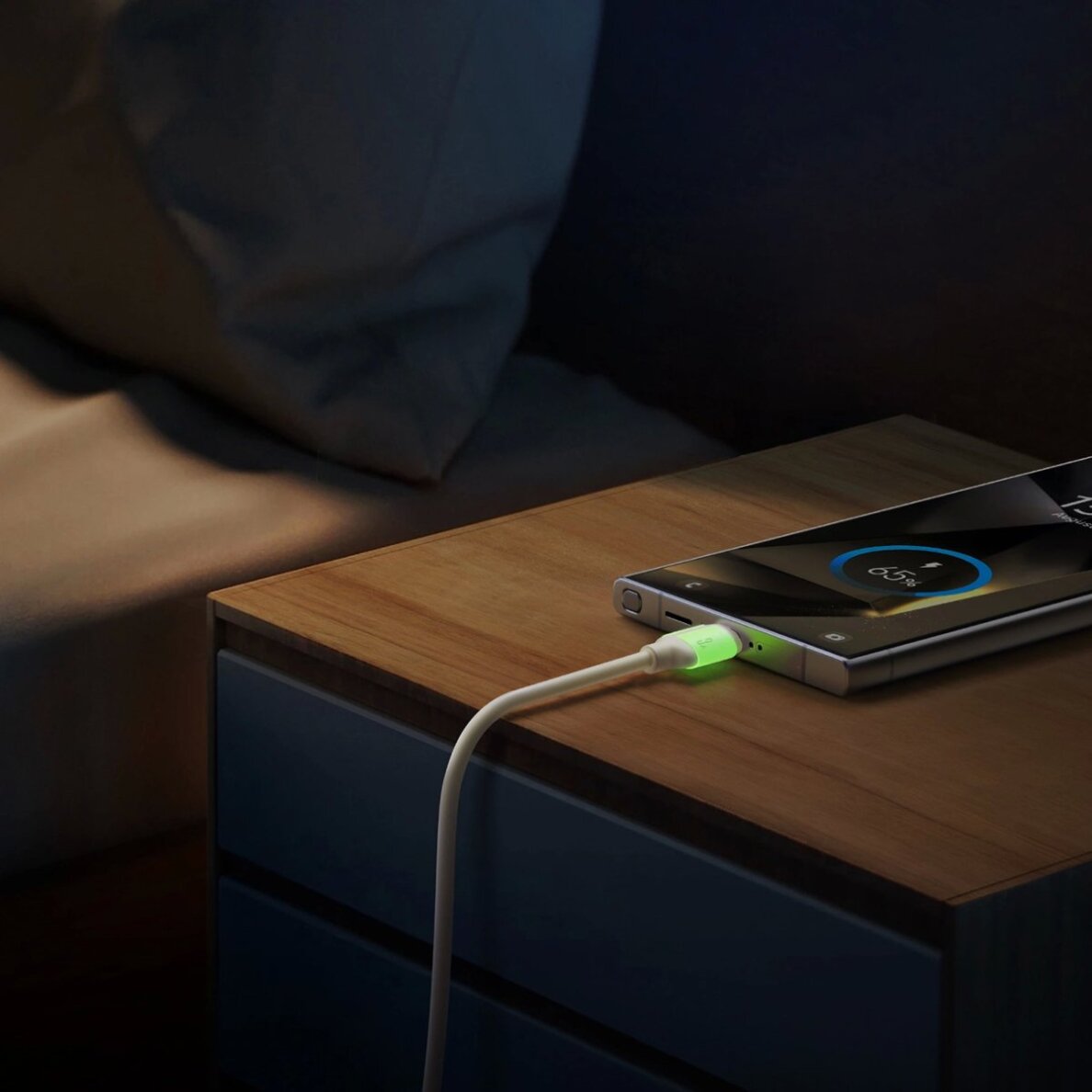 Įkrovimo kabelis Joyroom S-A53 3A USB-A – USB-C su fluorescuojančiu antgaliu 1.2 m – smėlio spalvos 2 Įkrovimo kabelis Joyroom S-A53 3A USB-A – USB-C su fluorescuojančiu antgaliu 1.2 m – smėlio spalvos 2