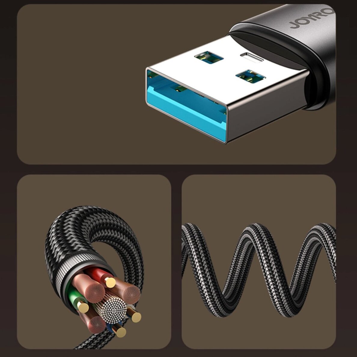 Įkrovimo kabelis Joyroom S-A56 EnjoyX Series 90° USB-A – USB-C 3A 1.2 m – juodas 5 Įkrovimo kabelis Joyroom S-A56 EnjoyX Series 90° USB-A – USB-C 3A 1.2 m – juodas 5