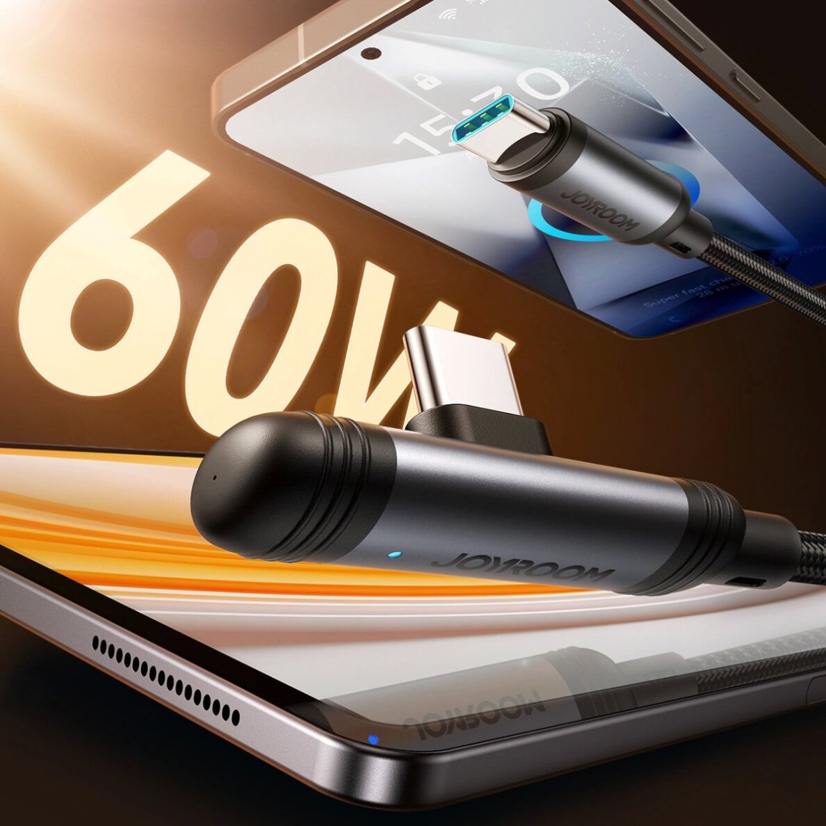 Įkrovimo kabelis Joyroom S-A56 EnjoyX Series 90° USB-C – USB-C 60W 1.2m – juodas 1