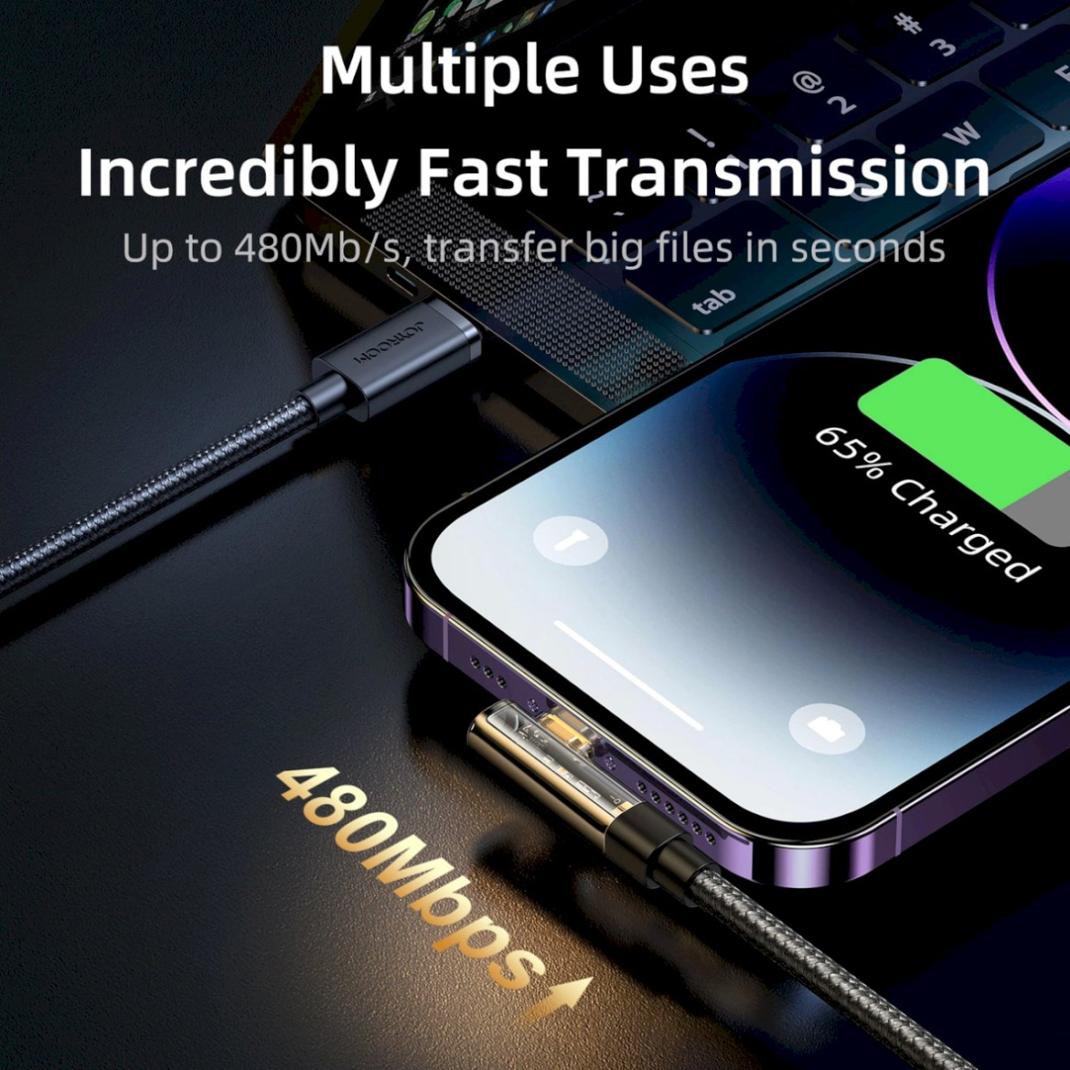 Joyroom S-CL020A6 Lightning Kabelis angled - USB-C fast charging transfer 20W 1.2 m - blue 4 Joyroom S-CL020A6 Lightning Kabelis angled - USB-C fast charging transfer 20W 1.2 m - blue 4