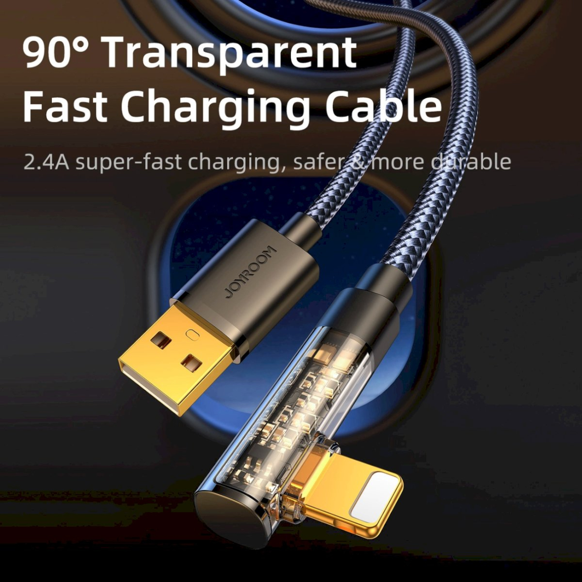 Joyroom S-UL012A6 USB-A angled Kabelis - Ligtning 2.4A 1.2m - blue 1 Joyroom S-UL012A6 USB-A angled Kabelis - Ligtning 2.4A 1.2m - blue 1