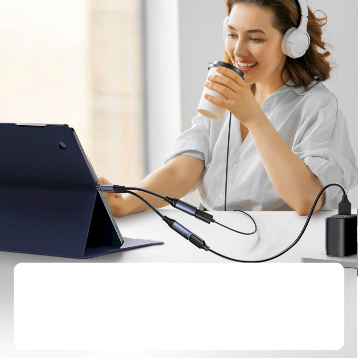 Joyroom SY-C03 USB-C į 2x USB-C 2-in-1 DAC adapteris – juodas 2