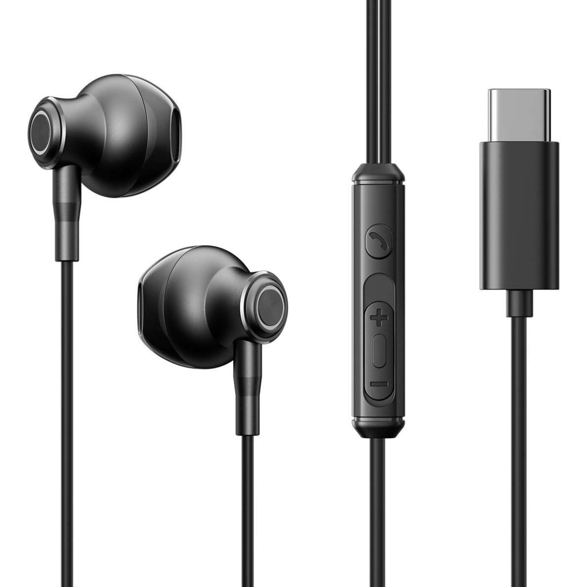 Joyroom TYPE-C Series JR-EC07 USB-C in-ear ausinės metal - Juodas Joyroom TYPE-C Series JR-EC07 USB-C in-ear ausinės metal - Juodas